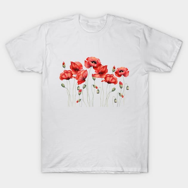 Red poppies painting T-Shirt by InnaPatiutko